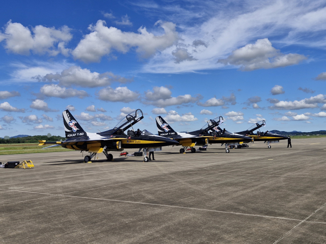 블랙이글스 특수비행 전투기 모습.(사진=전종원 기자)