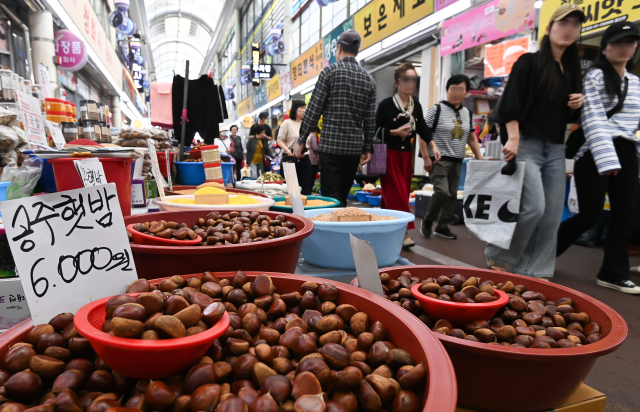 추석 연휴가 시작된 3일 대전 동구 중앙시장에 제수용품을 구매하려는 시민들로 북적이고 있다. 김주형 기자 kjh2667_@cctoday.co.kr