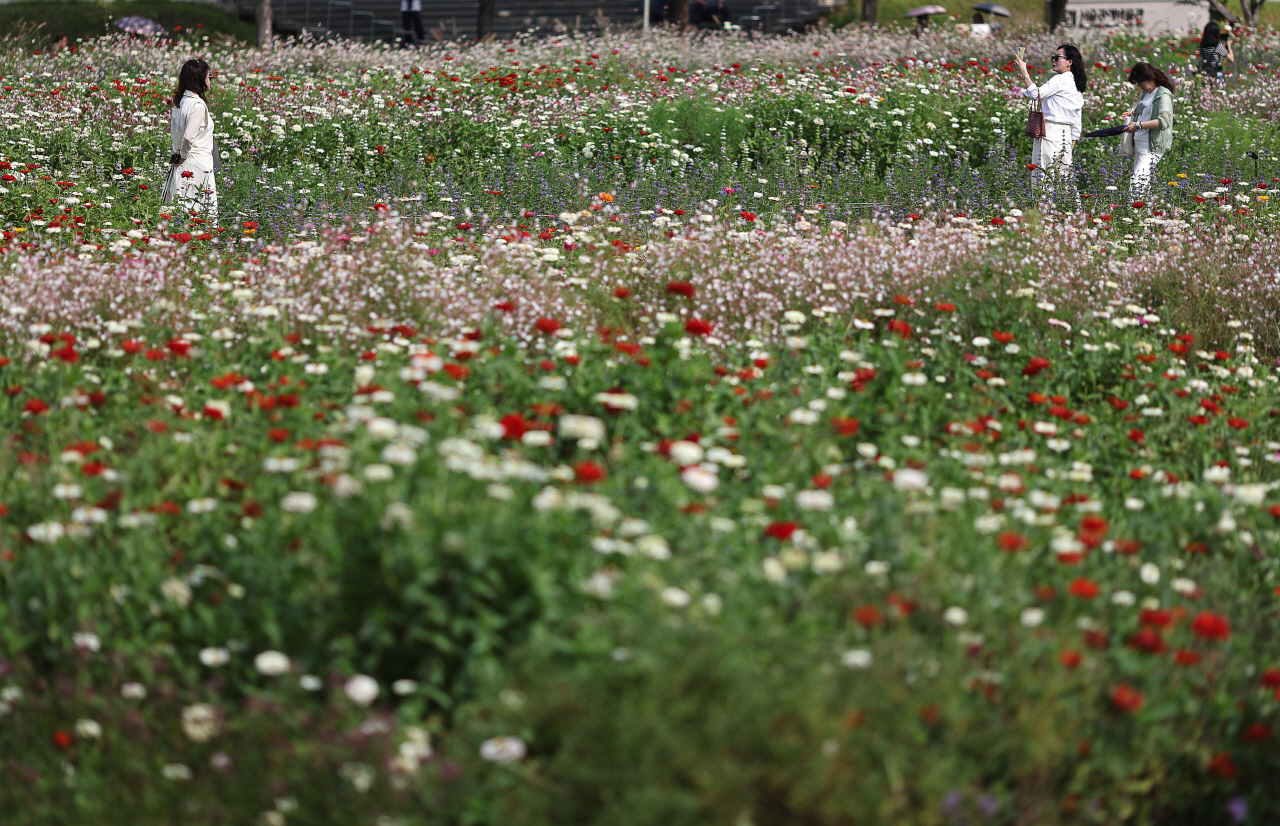 가을 날씨를 보인 1일 서울 종로구 열린송현 녹지광장의 모습. 2025.10.1 사진=연합뉴스. 