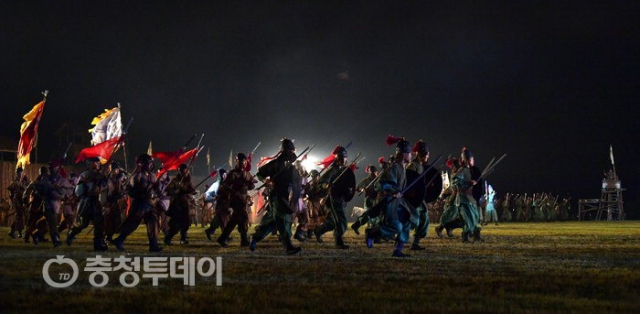 ▲2018년 논산천 둔치에서 열렸던 황산벌전투재현.