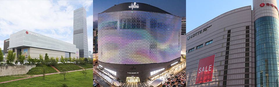 왼쪽부터 대전신세계 Art & Science, 한화갤러리아타임월드, 롯데백화점 대전점
