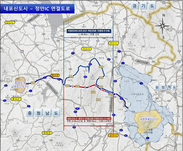 내포신도시-정안IC 연결도로 위치도[충남도 제공. 재판매 및 DB 금지]