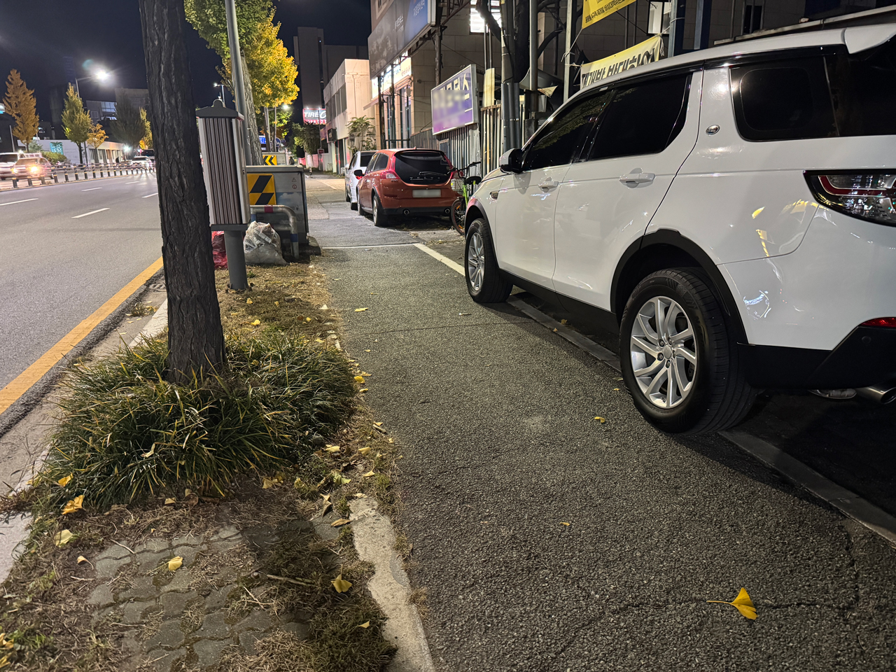 10일 대전 중구 인근에 조성된 자전거·보행자 겸용도로 위에 차량들이 줄지어 길을 가로막고 있다. 사진=권오선 기자