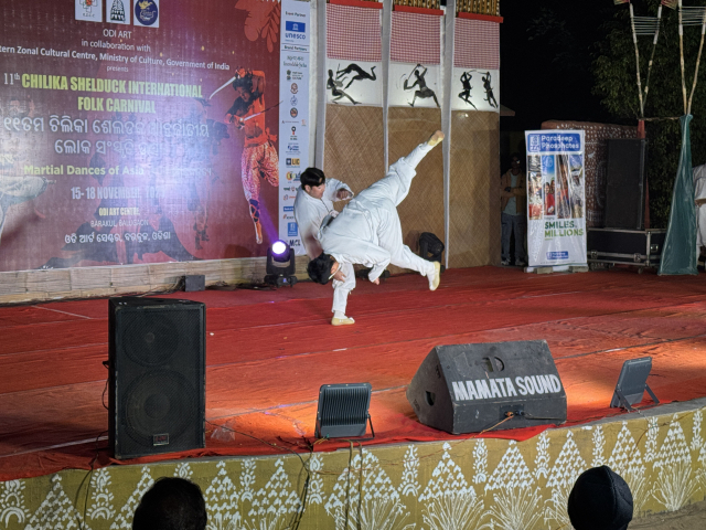인도 오디샤주 발리 자트라 페스티벌에서 충주시립택견단 시연 모습.사진=충주시
