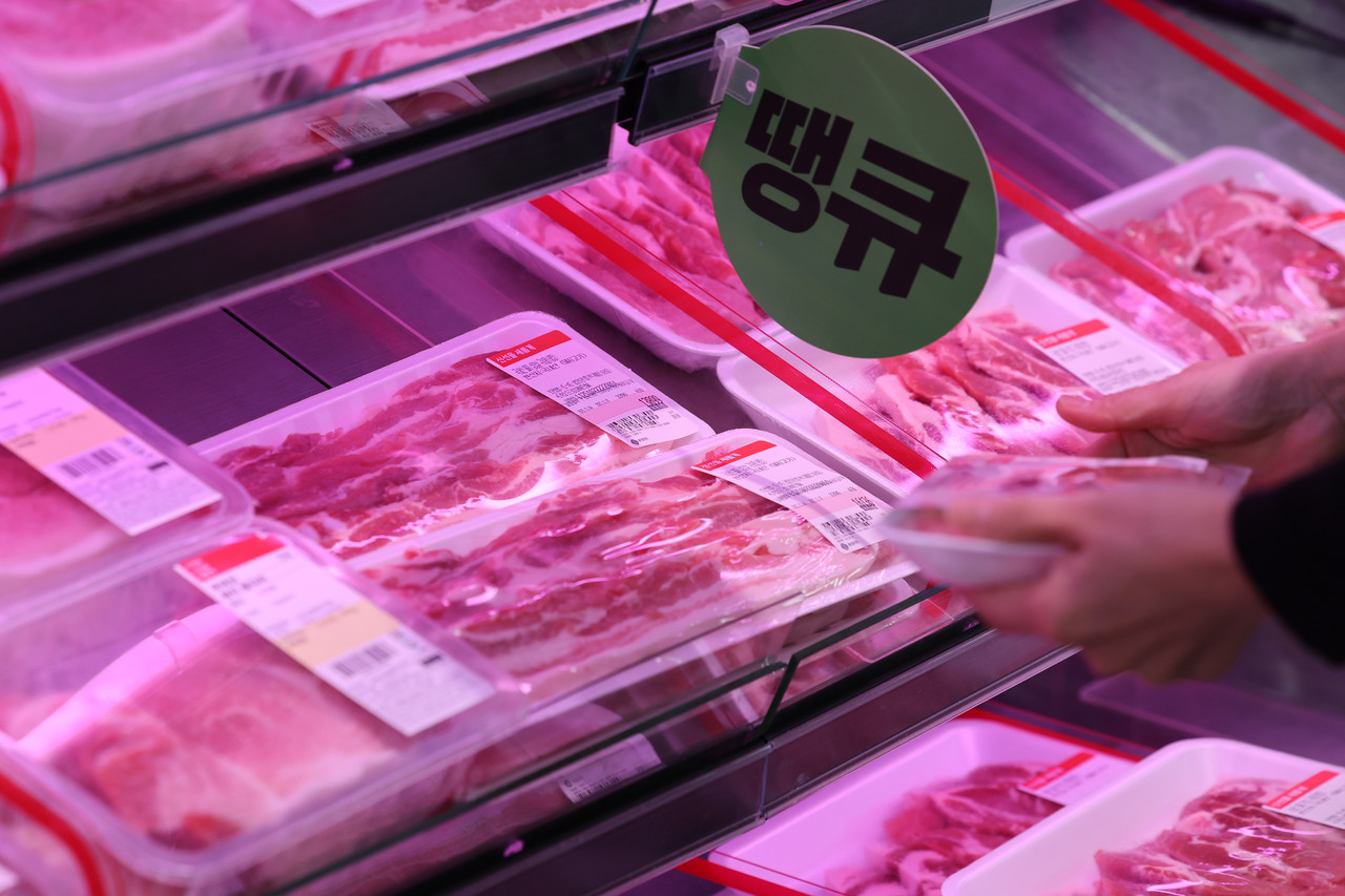 한 대형마트에 진열된 돼지고기. 2025.11.4 사진=연합뉴스. 