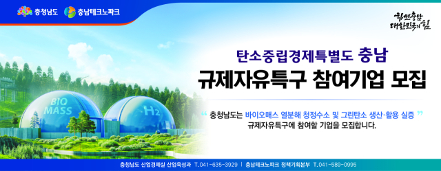 충남테크노파크는 내달 10일까지 규제자유특구 ‘바이오매스 열분해 기반 청정수소 및 그린탄소 생산·활용 실증’ 참여기업을 모집한다. 충남테크노파크 제공.